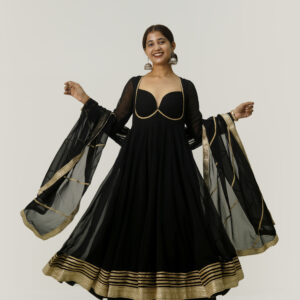 Majestic Black Anarkali Set