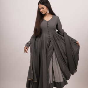 Mistique Grey Anarkali Suit Set