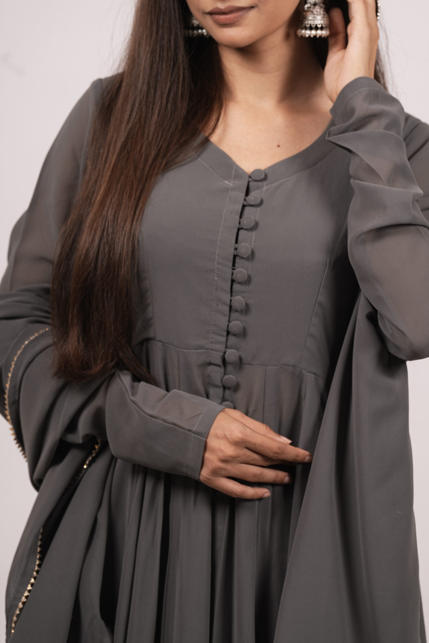 Mistique Grey Anarkali Suit Set - Image 5