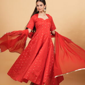 Radiant Red Anarkali Suit Set