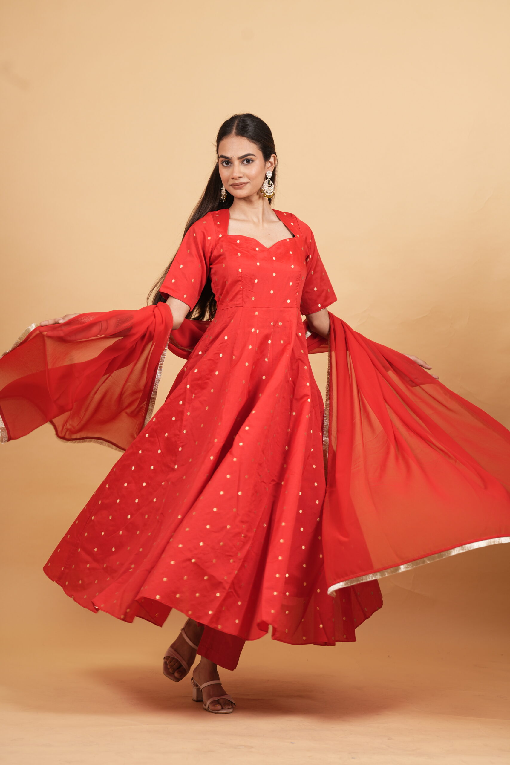 Radiant Red Anarkali Suit Set