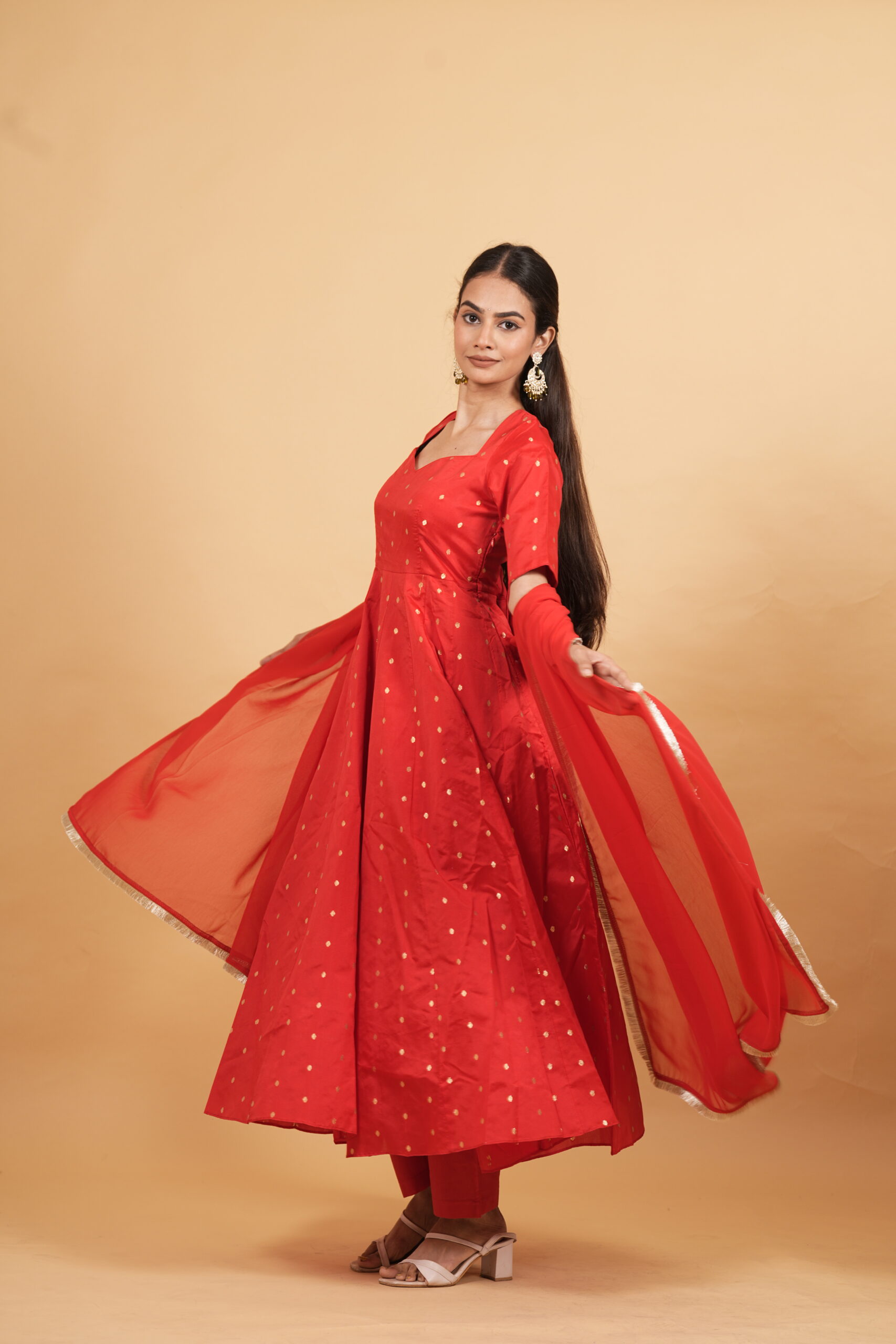 Radiant Red Anarkali Suit Set - Image 5