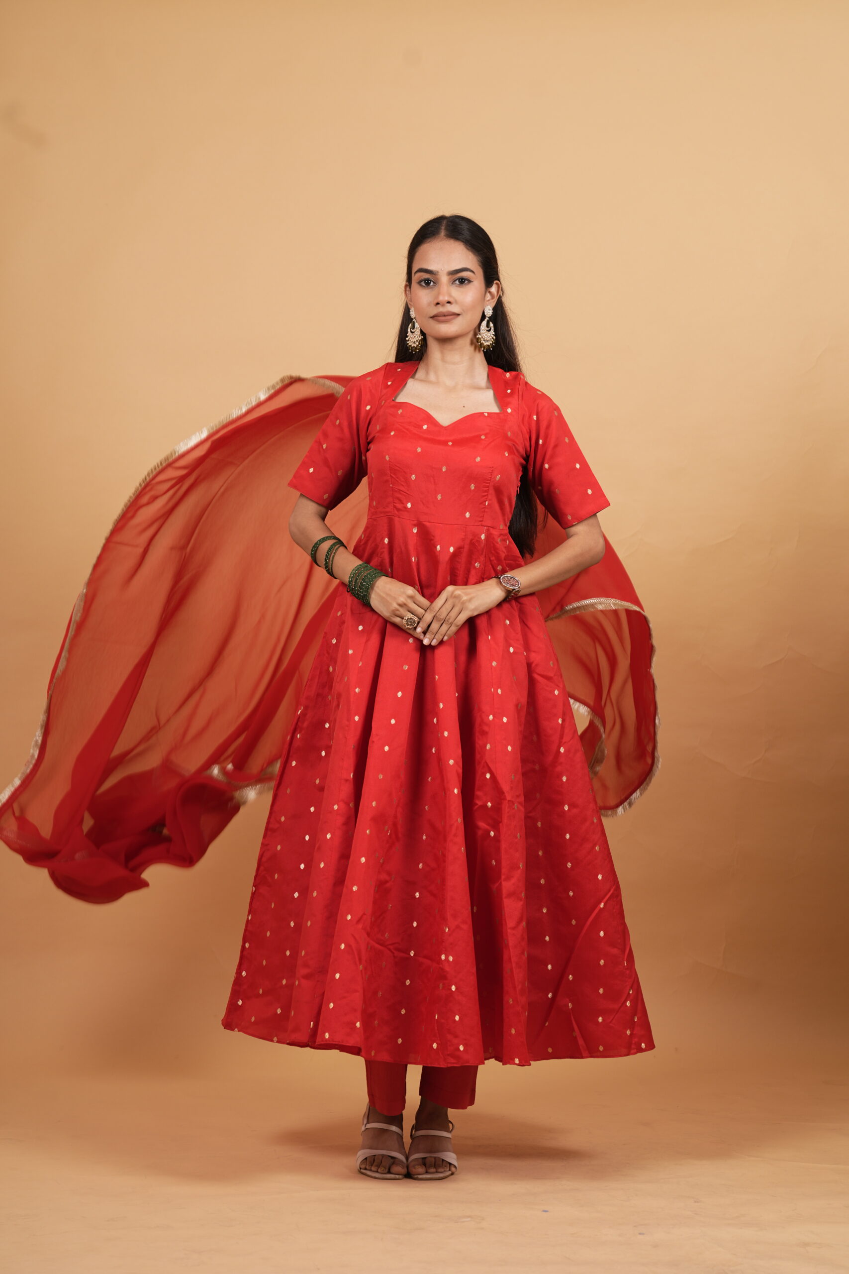 Radiant Red Anarkali Suit Set - Image 2