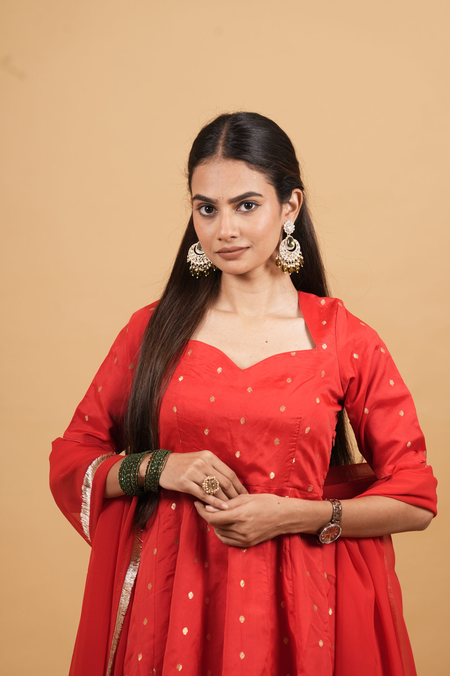 Radiant Red Anarkali Suit Set - Image 3