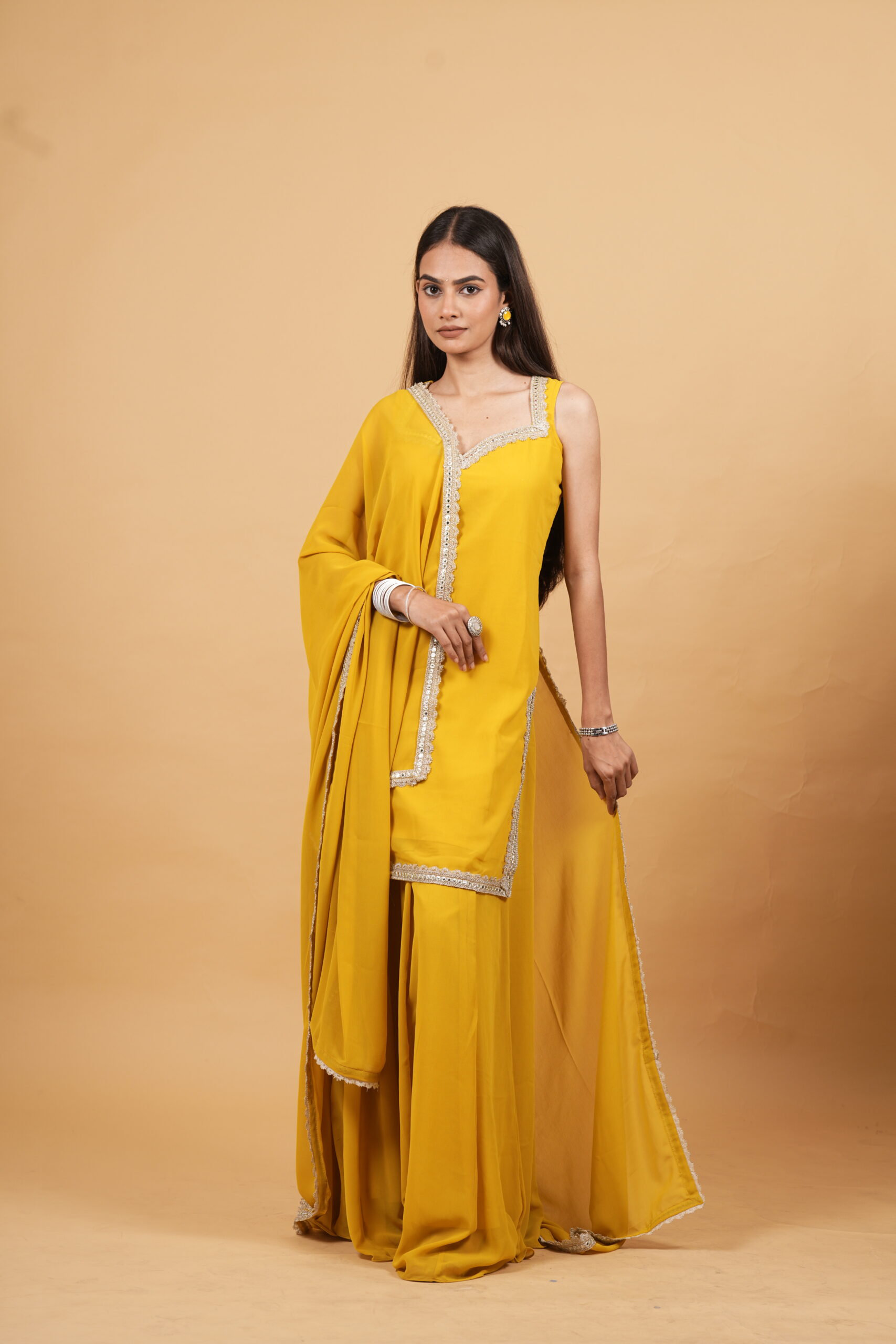 Sunlit Mustard Yellow Shrara Set - Image 2