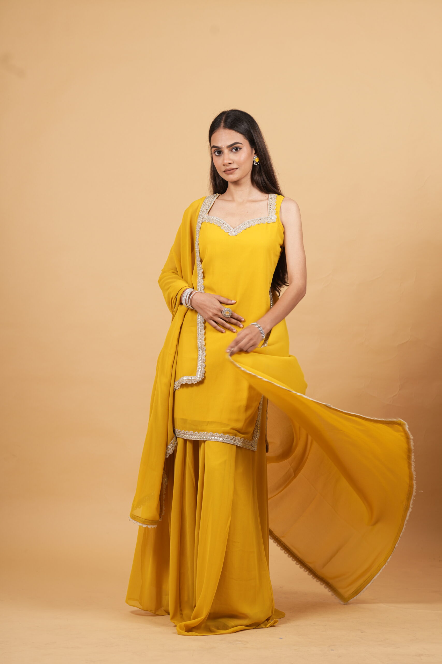 Sunlit Mustard Yellow Shrara Set