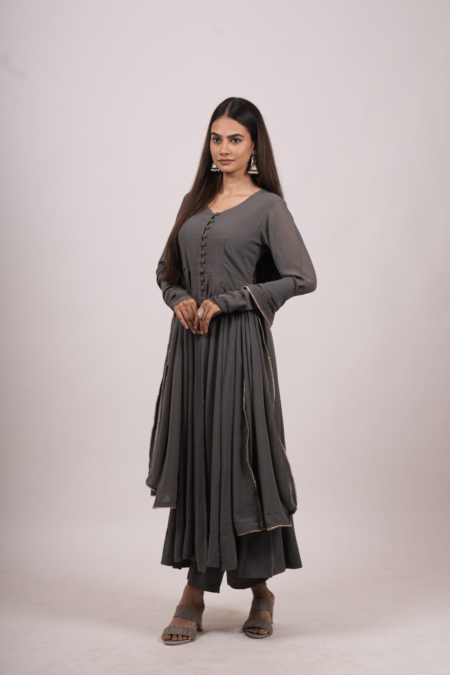 Mistique Grey Anarkali Suit Set - Image 4