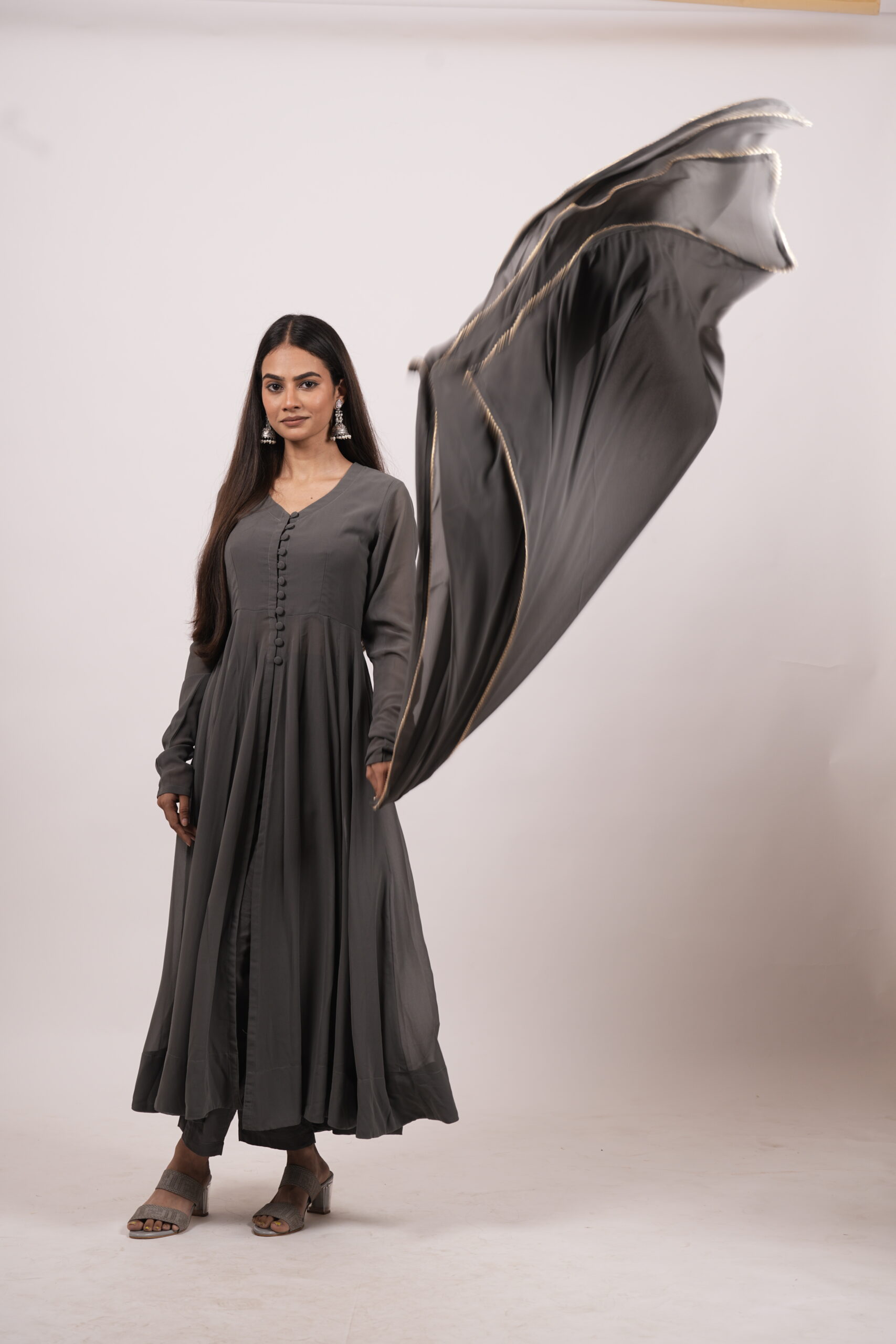 Mistique Grey Anarkali Suit Set - Image 3