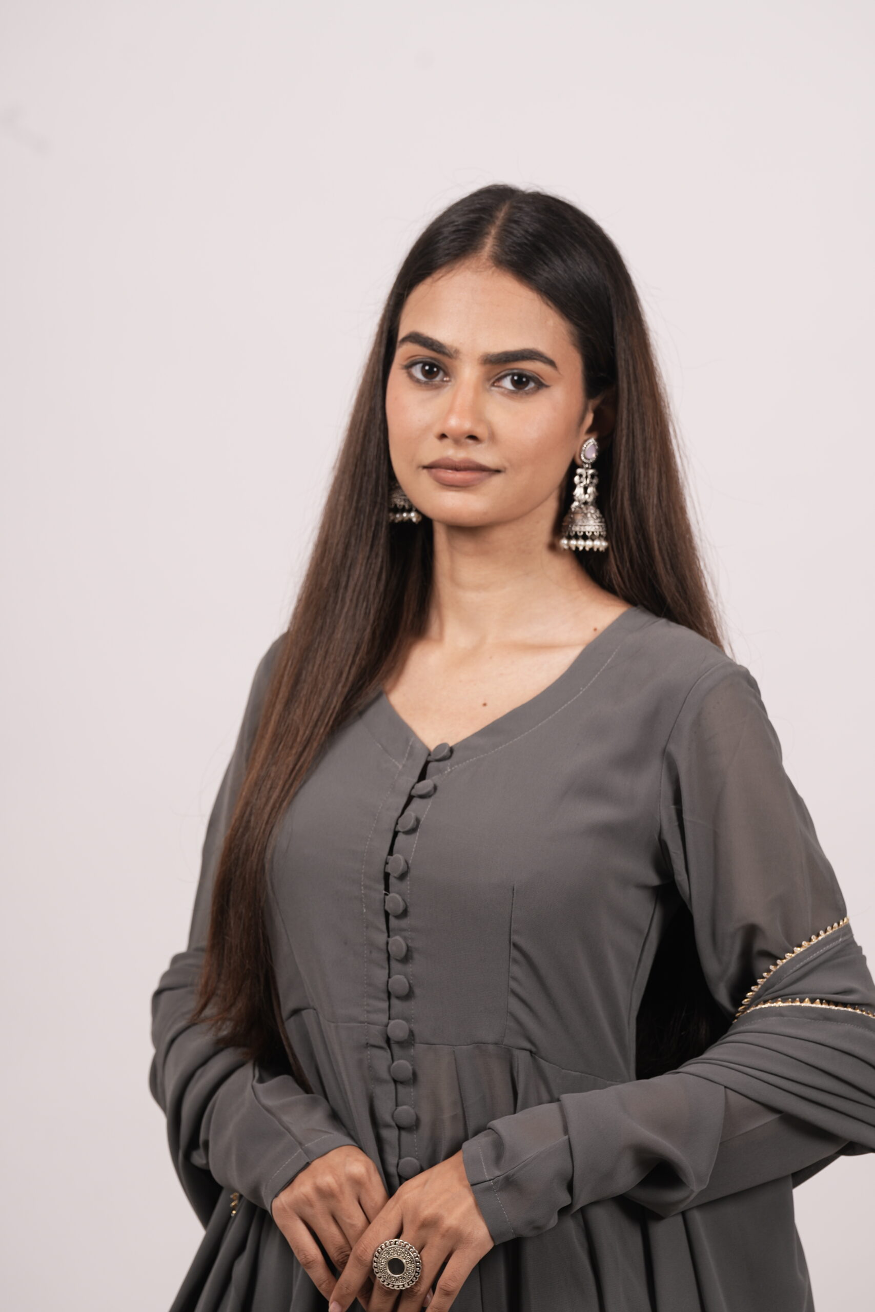 Mistique Grey Anarkali Suit Set - Image 2