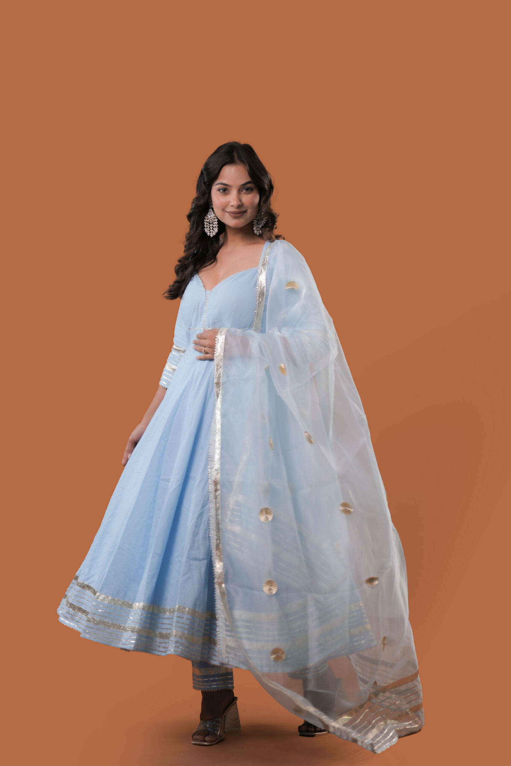 Azure Powder Blue Anarkali Suit Set - Image 6