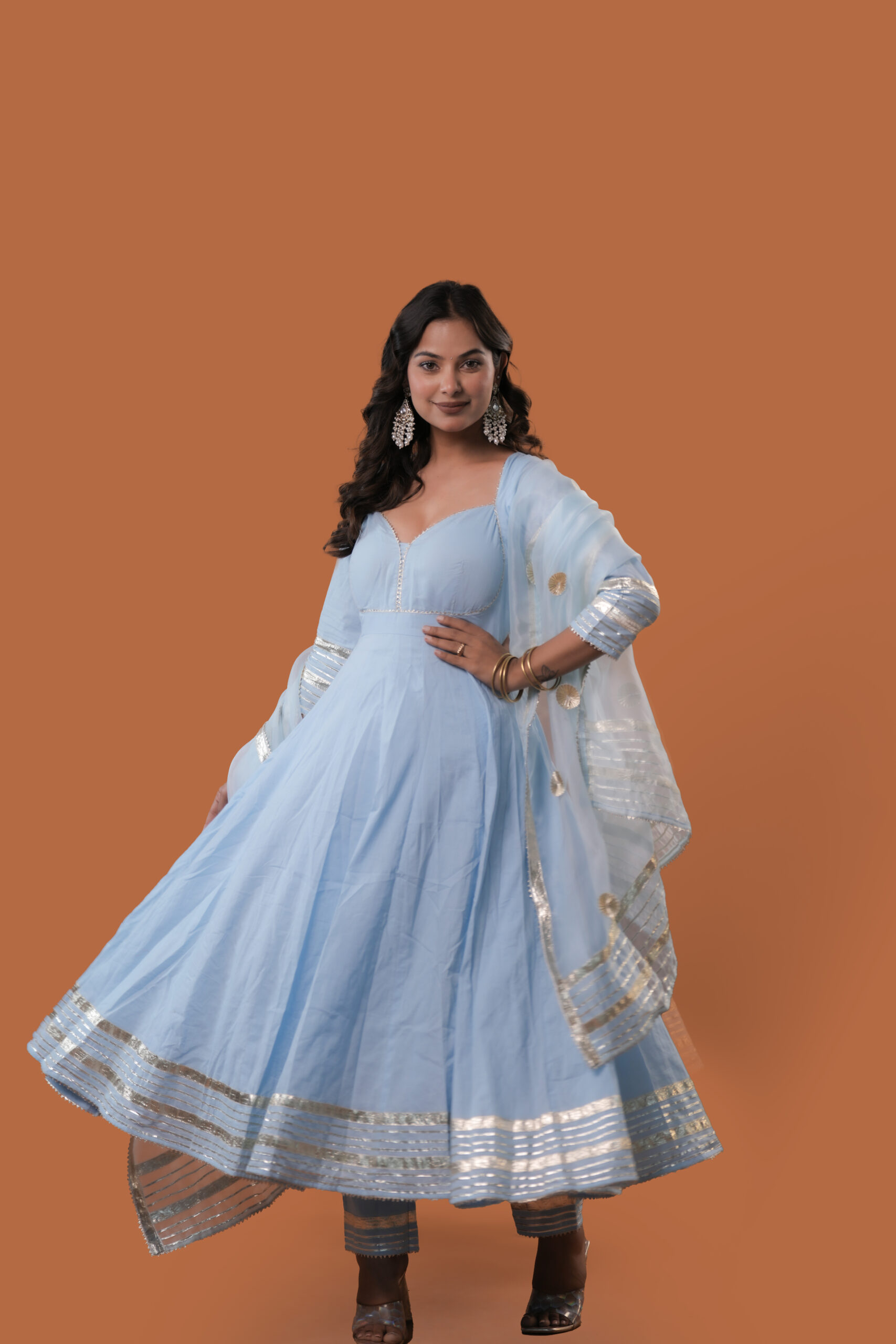 Azure Powder Blue Anarkali Suit Set