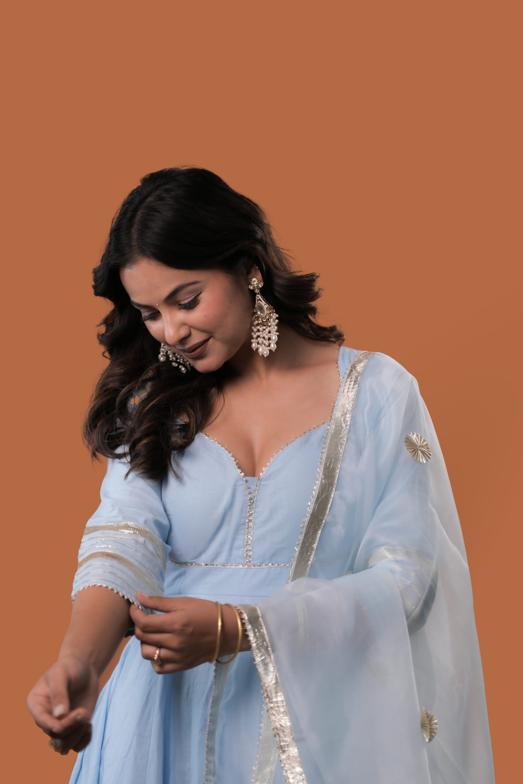 Azure Powder Blue Anarkali Suit Set - Image 3