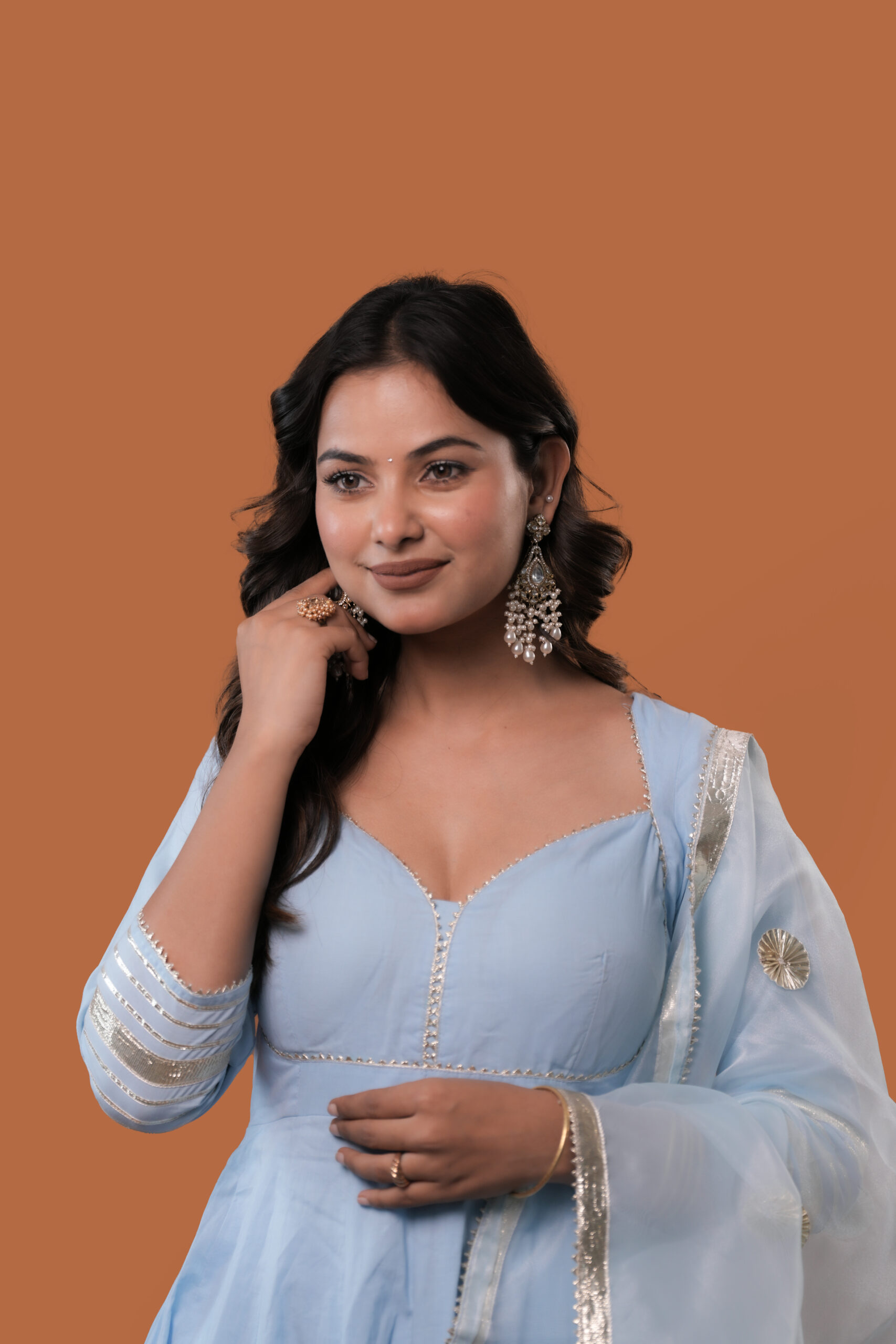 Azure Powder Blue Anarkali Suit Set - Image 5