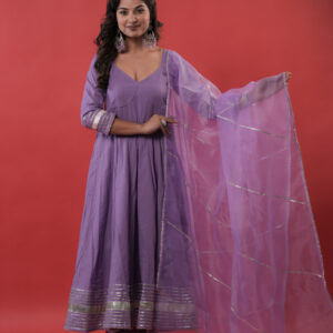 Lilac Lavender Anarkali Suit Set