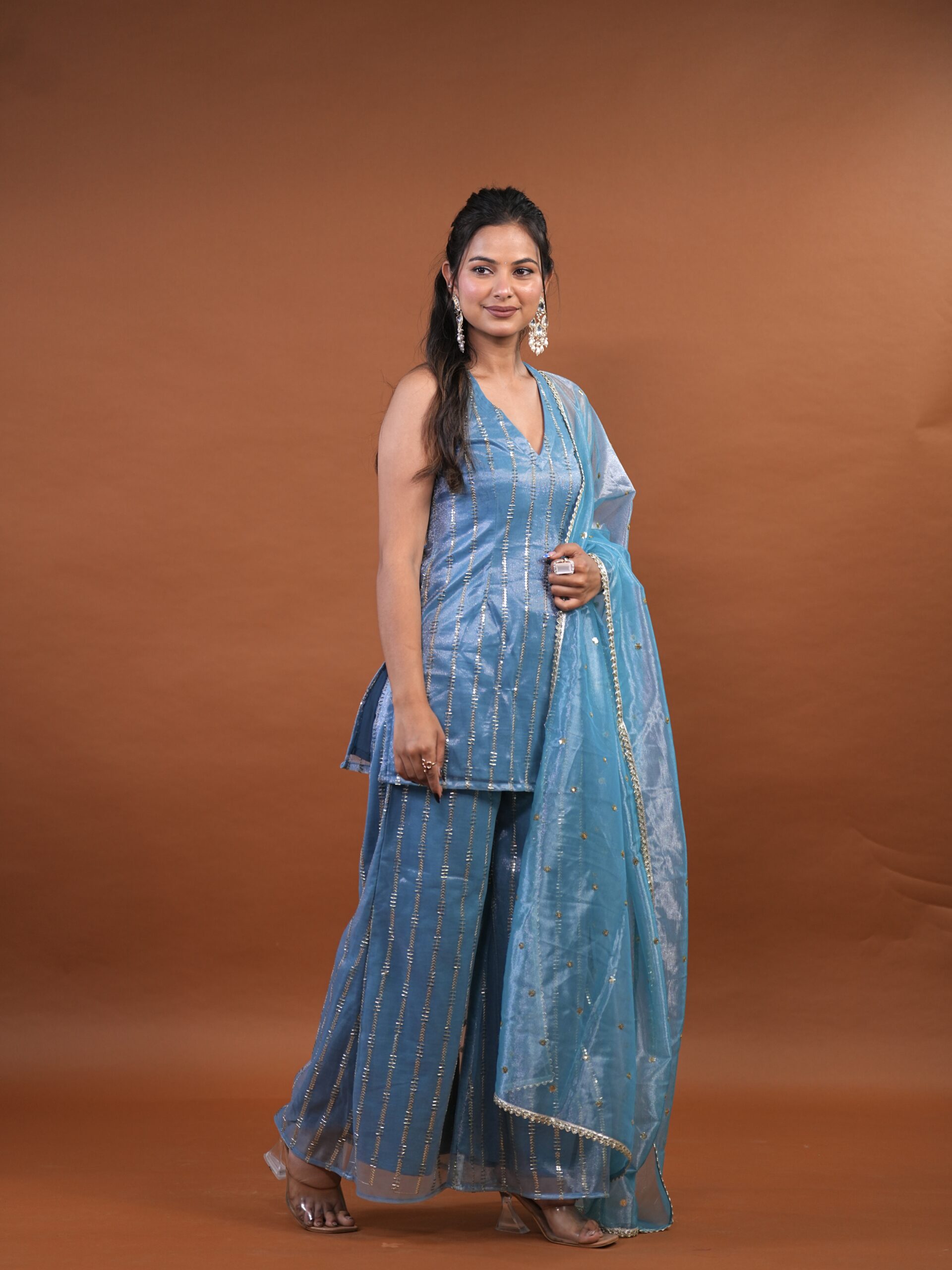 Zyra Hazel Blue Indo Western - Image 4