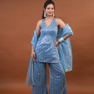 Zyra Hazel Blue Indo Western