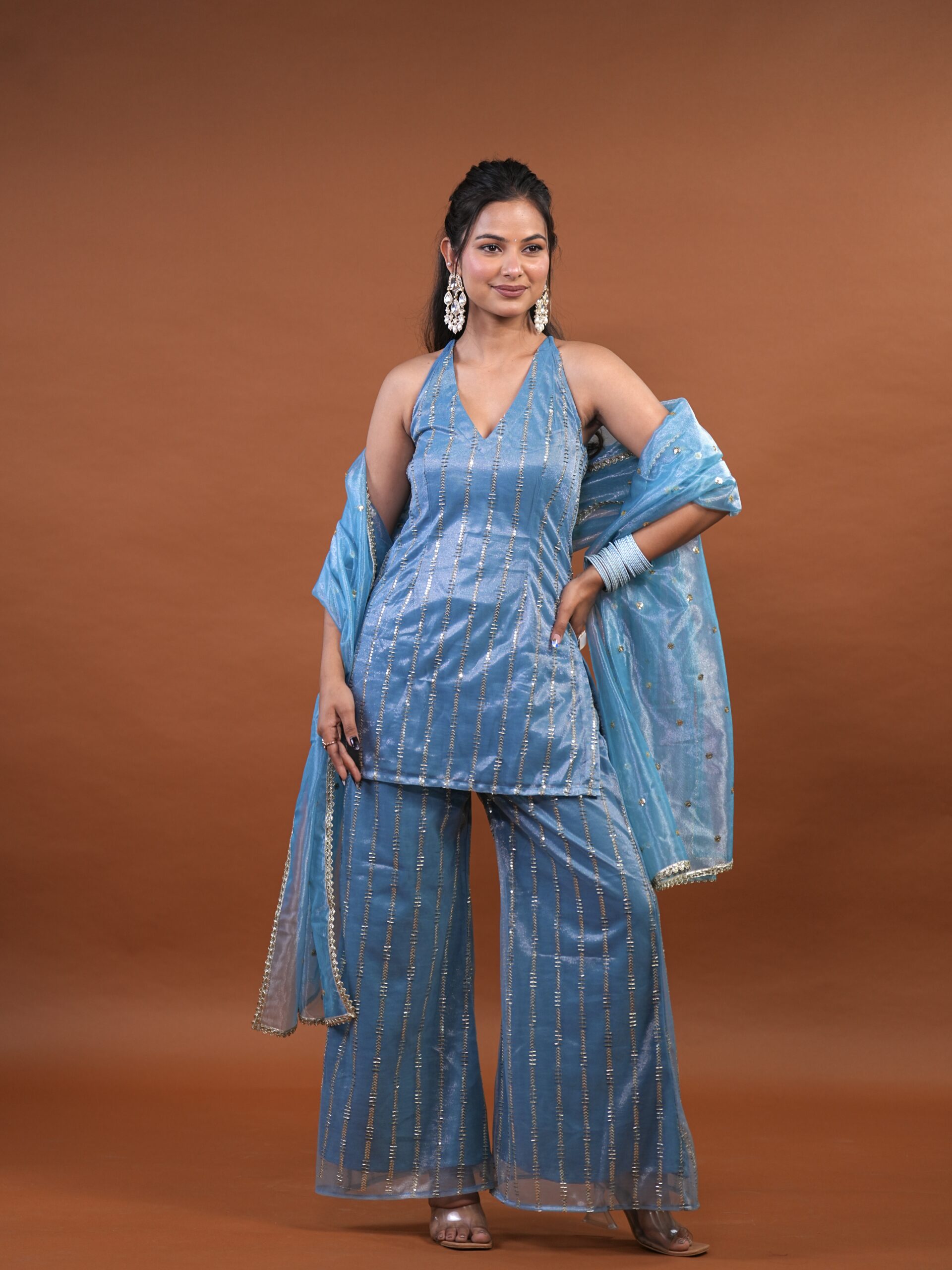 Zyra Hazel Blue Indo Western