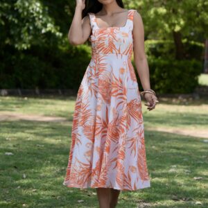 Tangerine Ivory Vibe Midi Dress