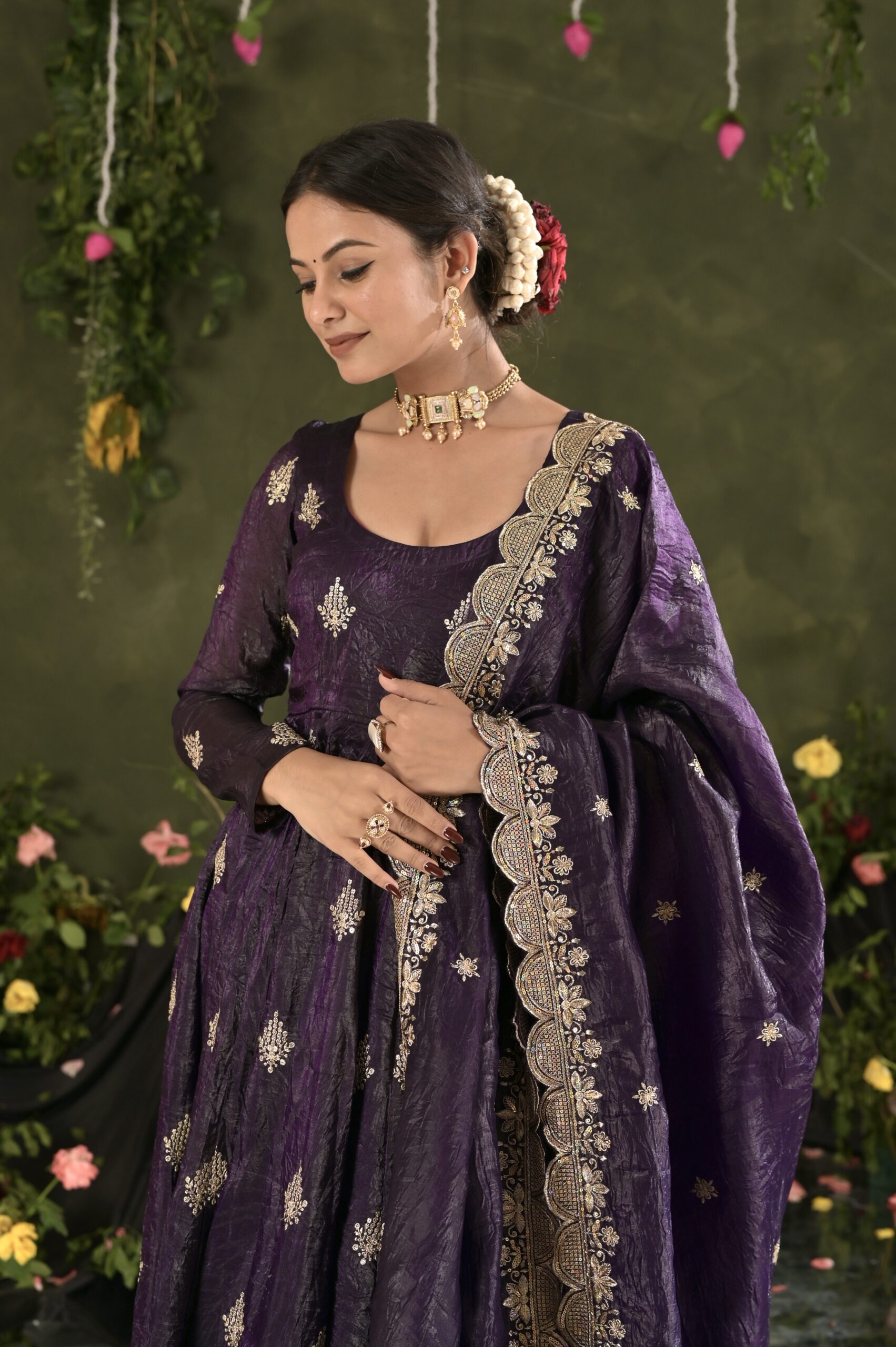 Midnight Amethyst Anarkali Suit Set - Image 2