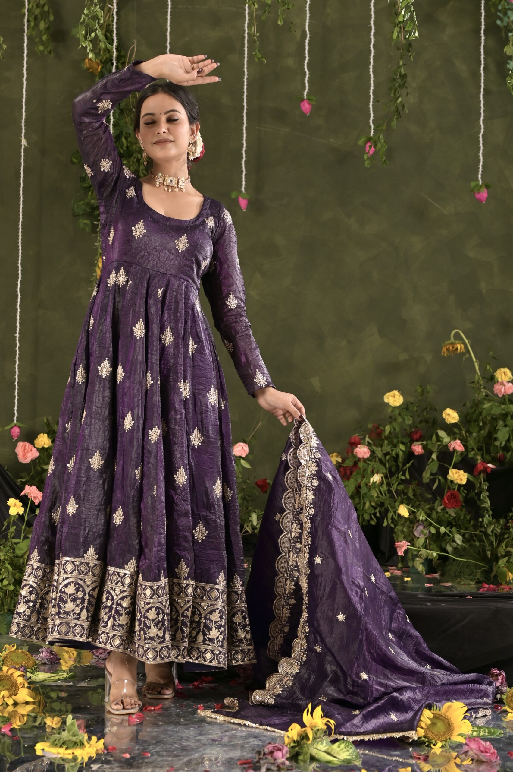 Midnight Amethyst Anarkali Suit Set - Image 5