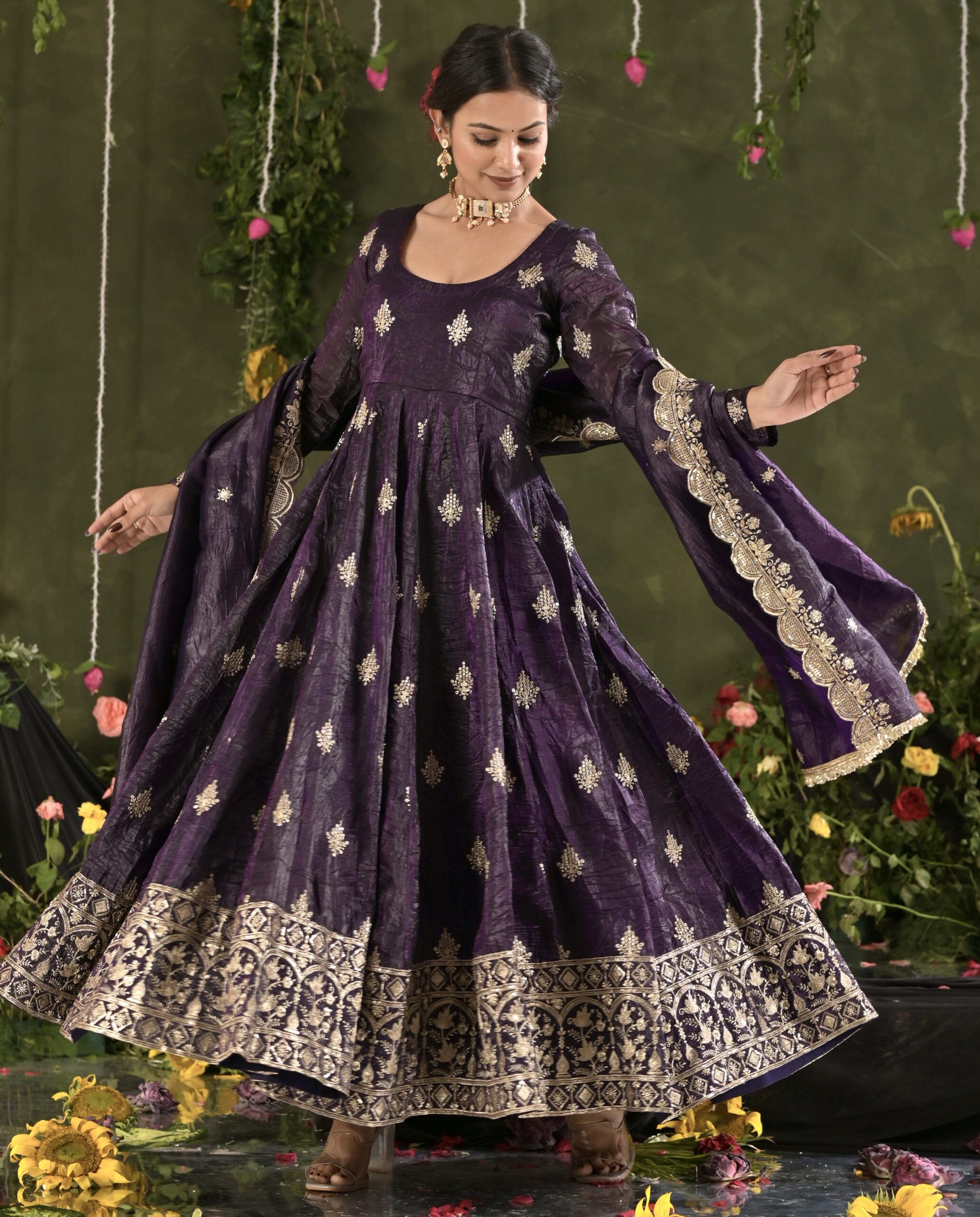 Midnight Amethyst Anarkali Suit Set
