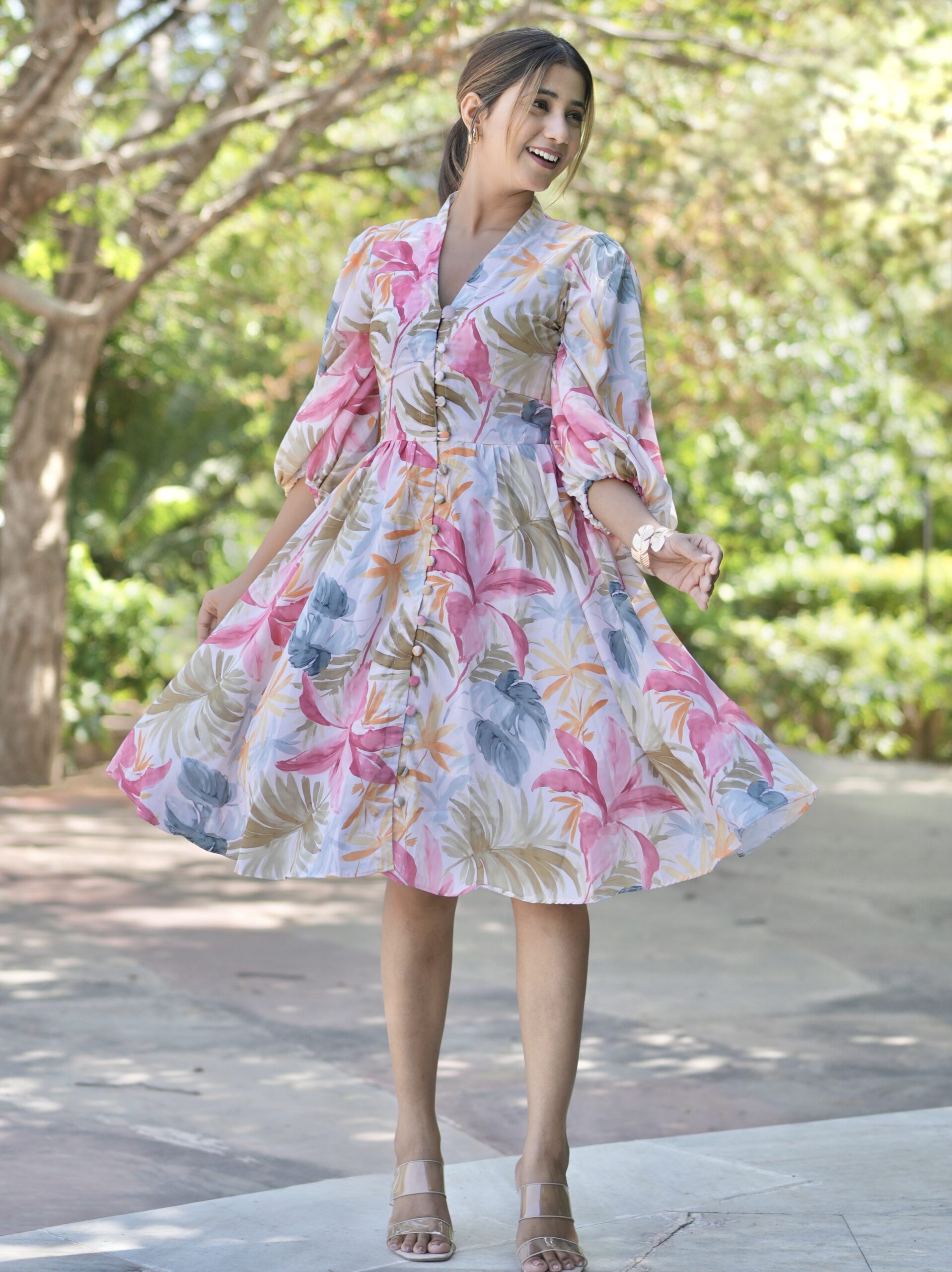 Ivory Blush Bloom Mini Dress - Image 4